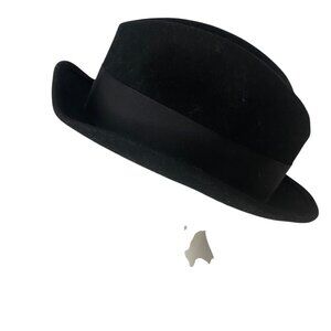 Vintage Tiger Pride Black Fedora Wool Hat Feather Men Size M Made In USA Classy